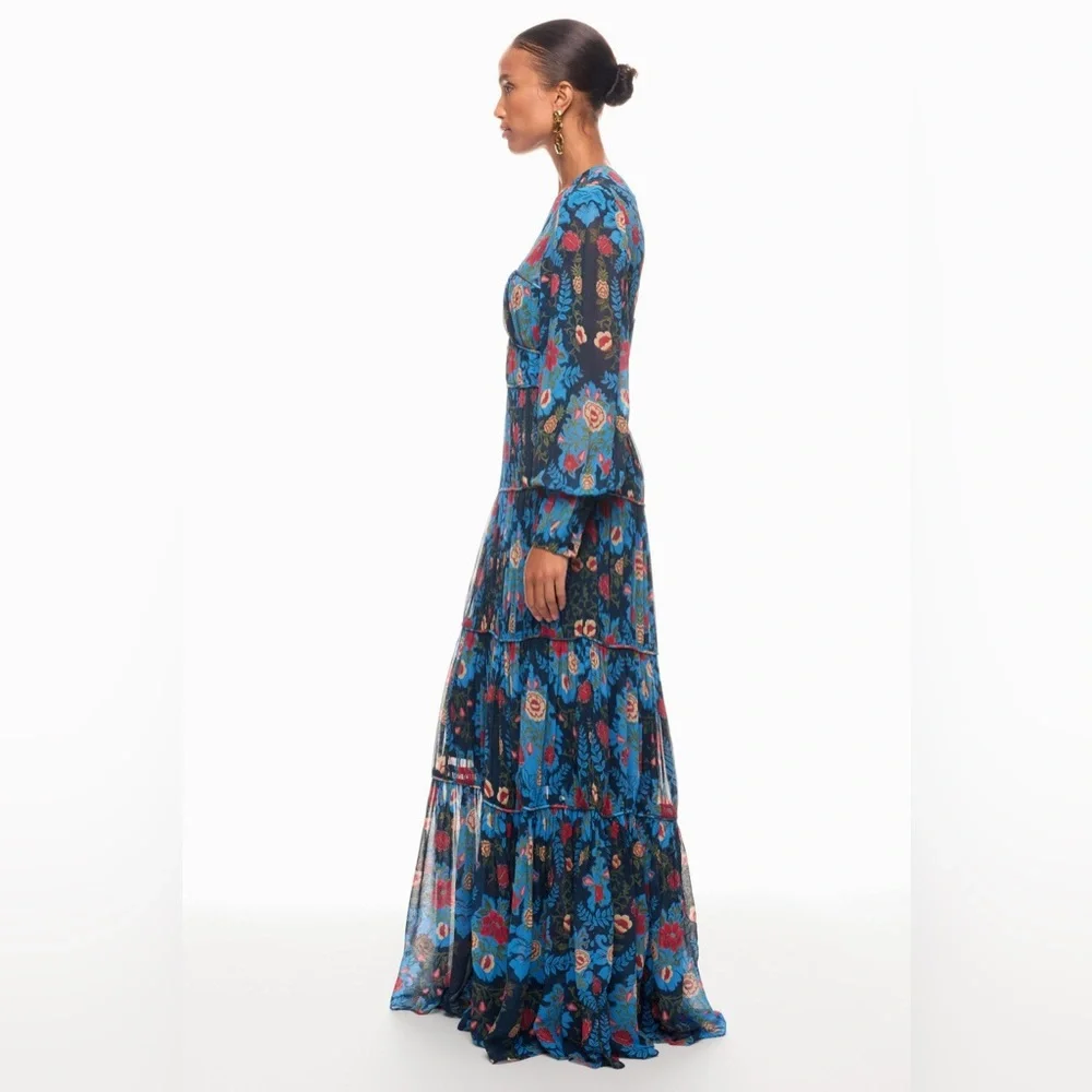 ❗️SOLD❗️Farm Rio Arabesque Floral Blue Maxi Dress - Picture 2 of 9